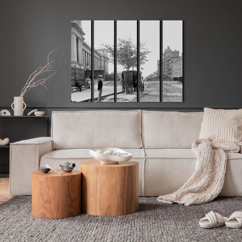 Spring Street (black &amp; white) wall art - 5 panels
