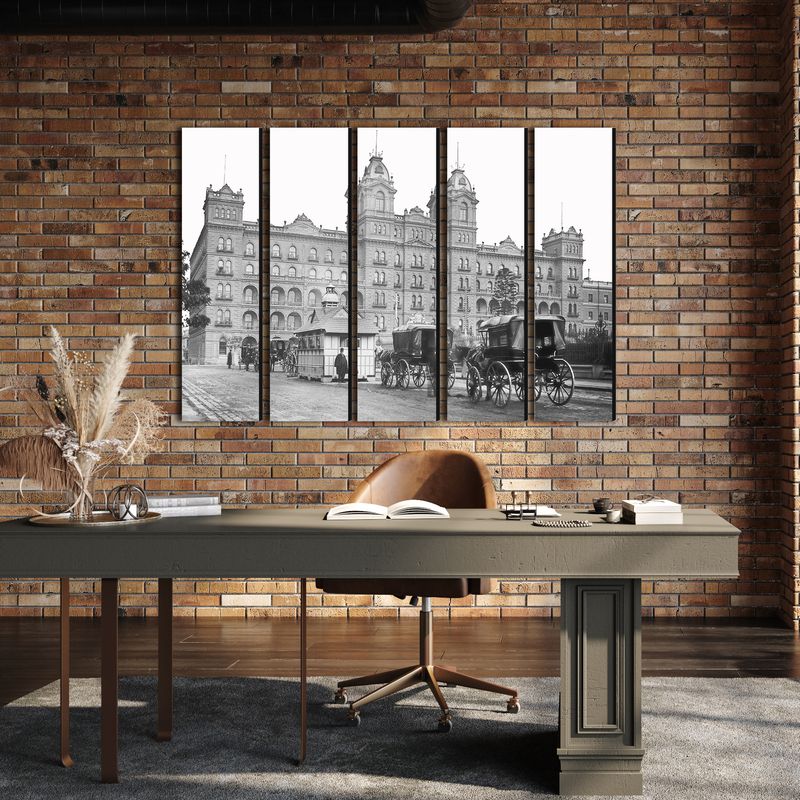 Windsor Hotel 2 (black &amp; white) wall art - 5 panels