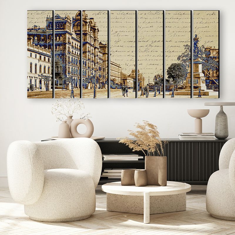 Collins Street 6 (brown) wall art - 7 panels