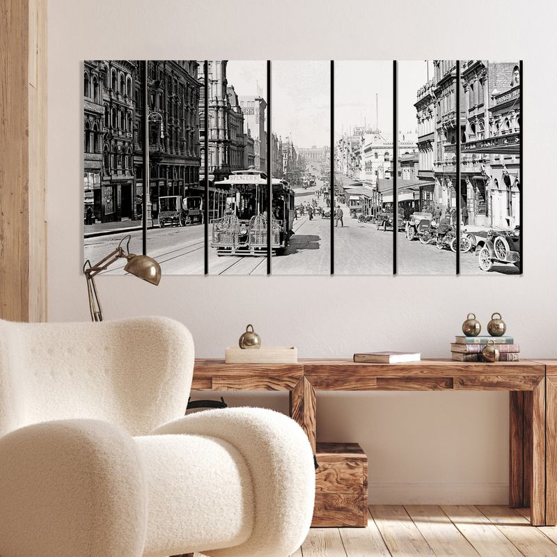 Bourke Street (black/white) wall art - 7 panels