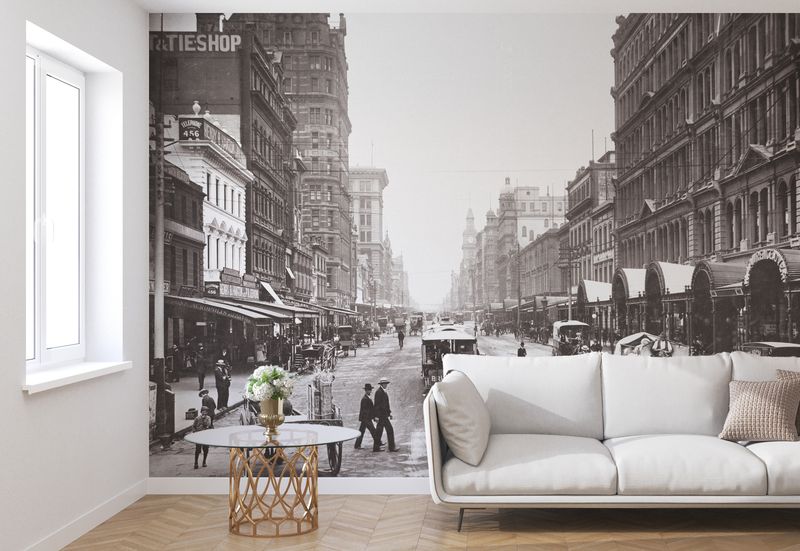 Elizabeth Street Sepia Mural (removable peel and stick)