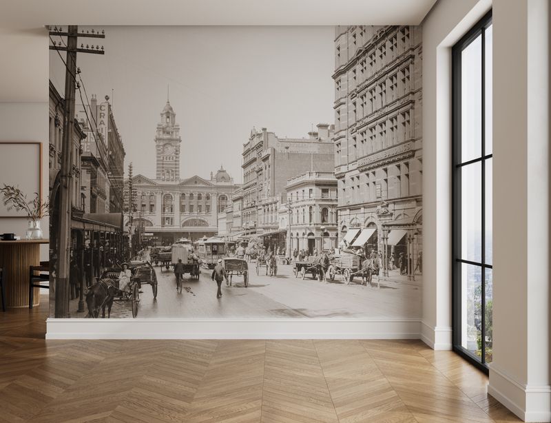 Elizabeth Street 2 Sepia Mural (removable peel and stick)