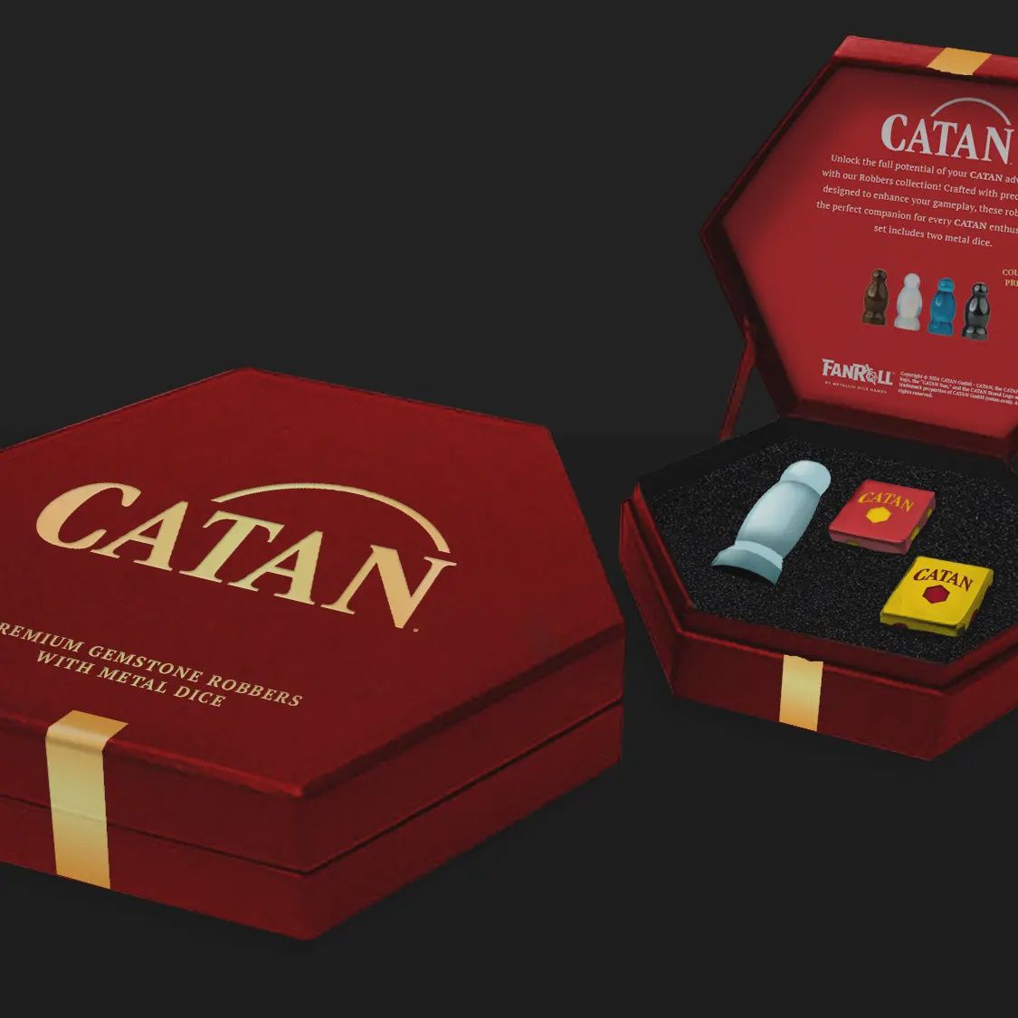Catan Official Premium Robber &amp; Metal Dice Set- Opalite