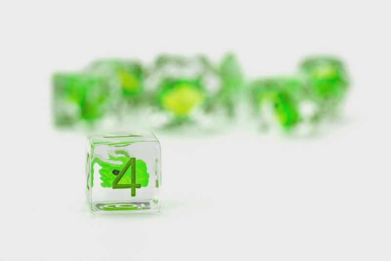 Dragon Storm Inclusion Resin Dice Set: Green Dragon