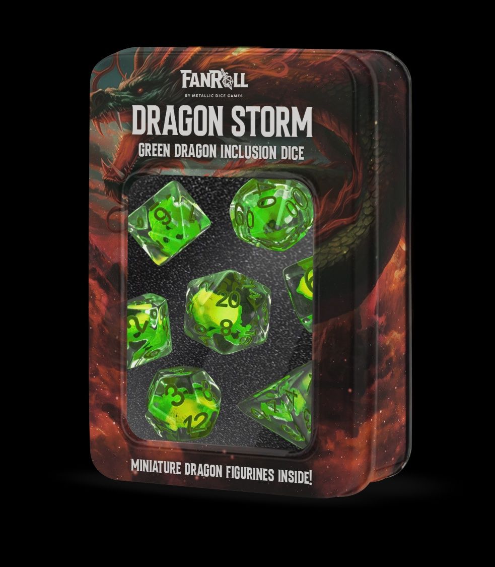 Dragon Storm Inclusion Resin Dice Set: Green Dragon