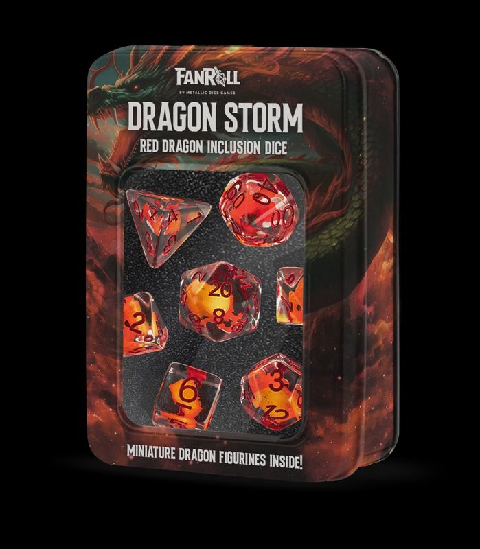 Dragon Storm Inclusion Resin Dice Set: Red Dragon