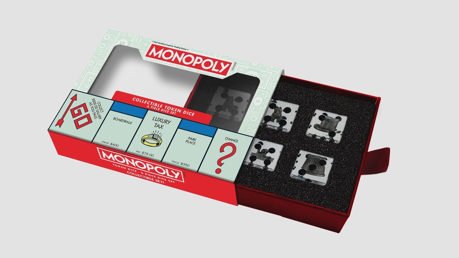Monopoly 22mm Oversized Dice Set: Token Inclusions