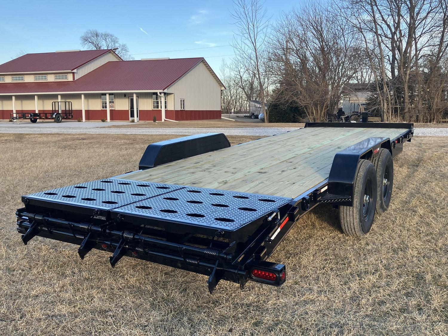 Heartland 22' Super Duty Flatbed Trailer W/ Tool Box &amp; Fold Over Ramps
