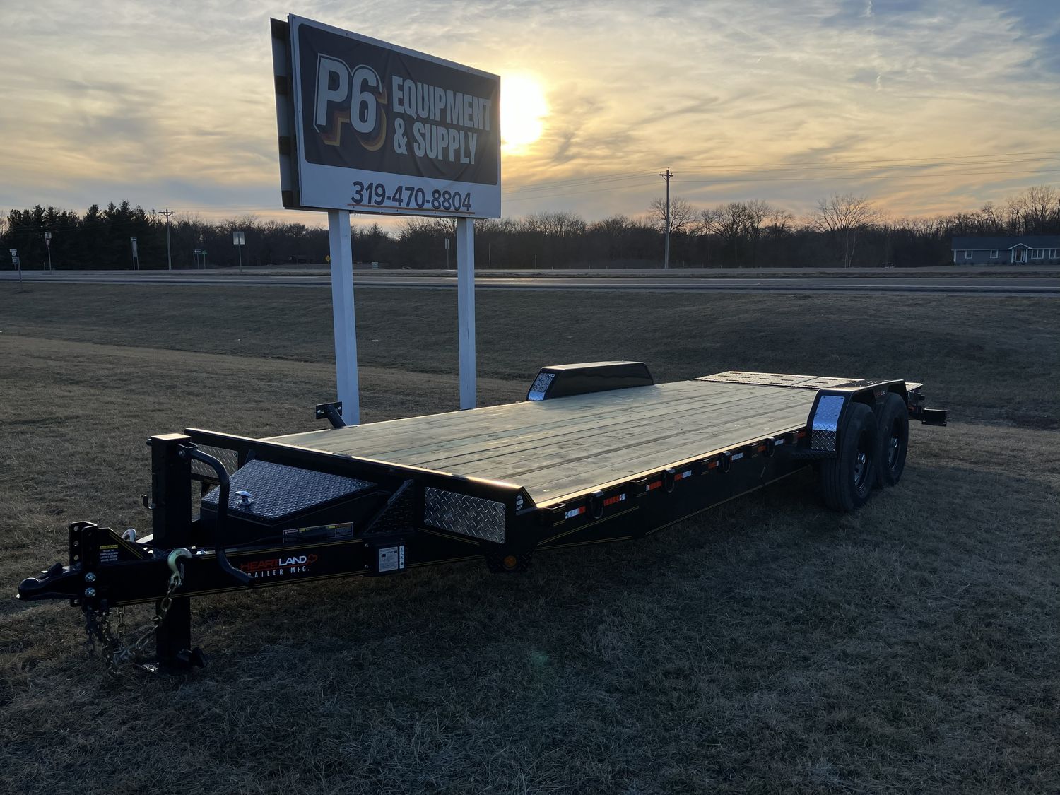 Heartland 22' Super Duty Flatbed Trailer W/ Tool Box &amp; Fold Over Ramps 14K GVW