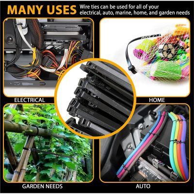 K Tool International Cable Zip Tie 14 in. Black 100/Pack 120 lb. Tensile