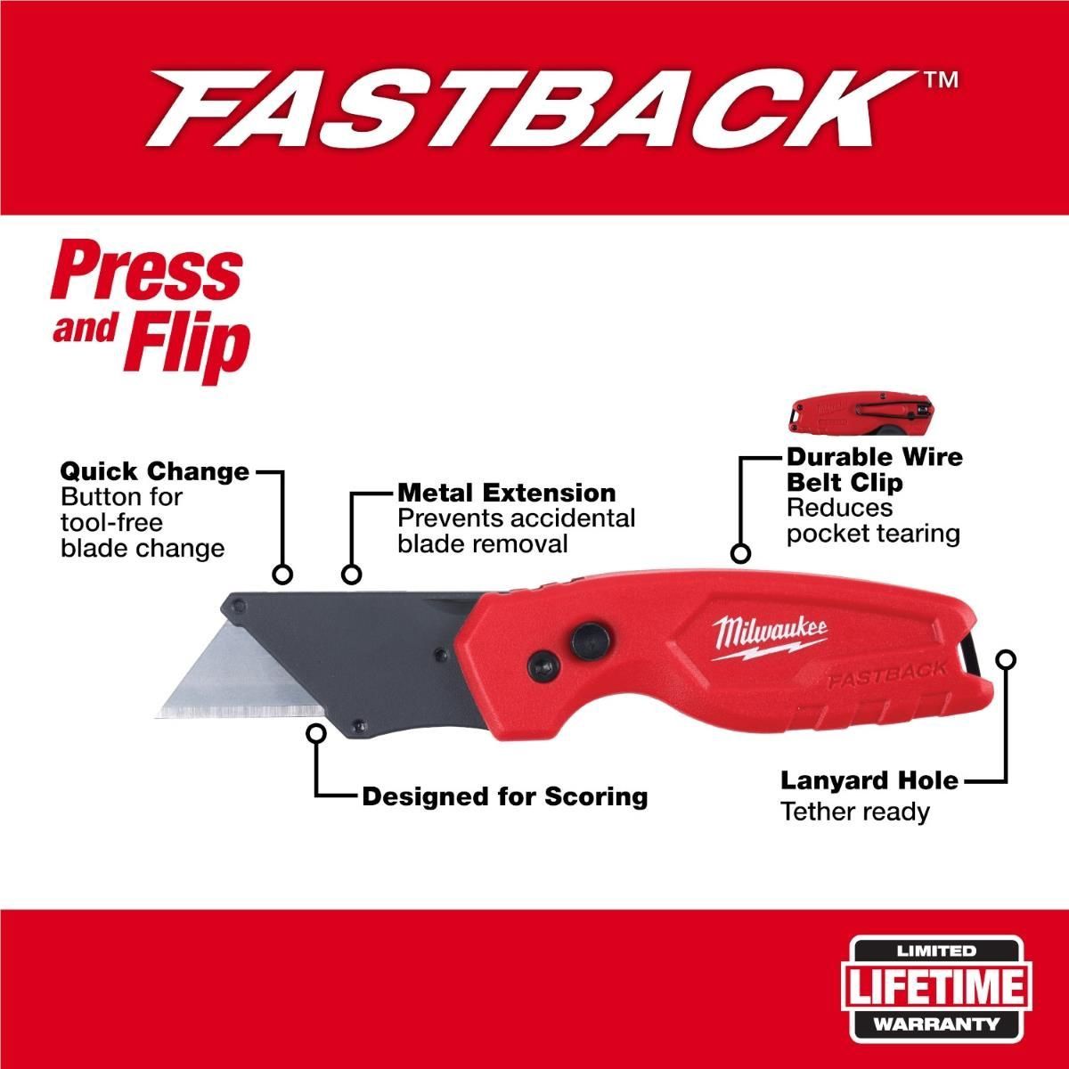 Milwaukee Tool FASTBACK Compact Folding Utility Knife