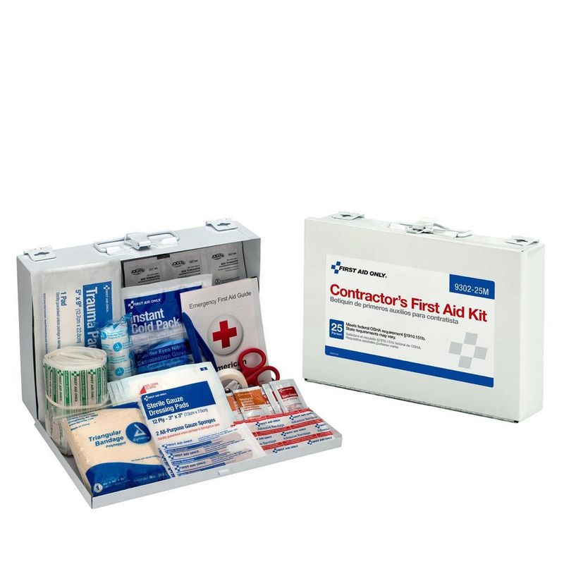 First Aid Only 25 Person Contractor First Aid Kit Metal Case