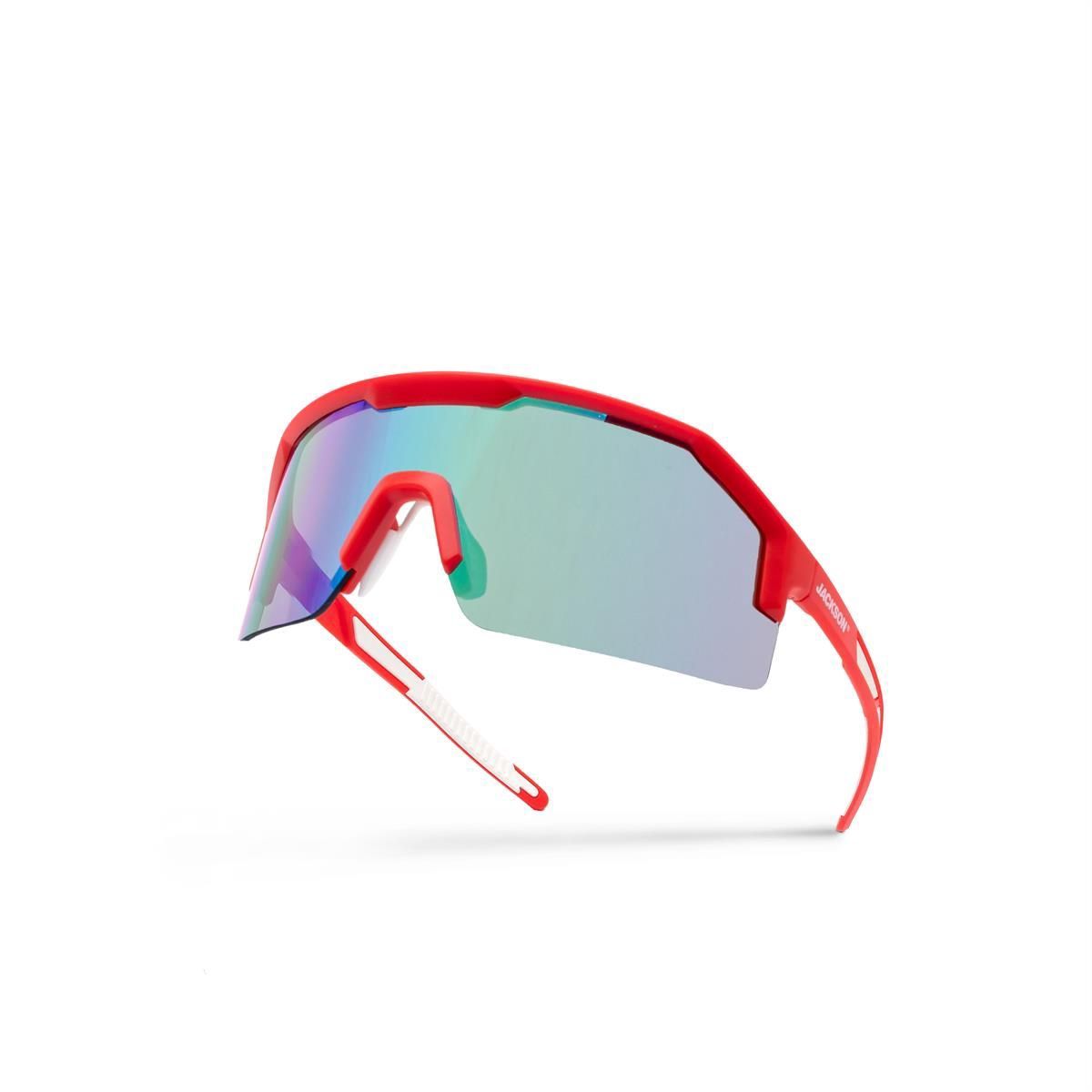 Jackson Safety Glasses - MAXVIEW+ Series - Blue/Green Mirror Lens - Red Frame - Hardcoat Anti-Scratch