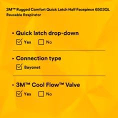 3M™ Rugged Comfort Quick Latch Half Facepiece Reusable Respirator- Large
