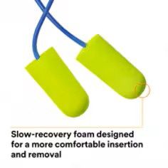 3M™ E-A-Rsoft™ Yellow Neons™ Earplugs 311-1250, Corded, Poly Bag, Regular Size - Box of 200 pairs