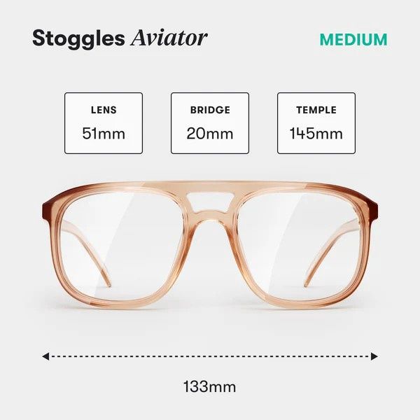 Stoggles Aviator Safety Glasses, Redwood, Medium