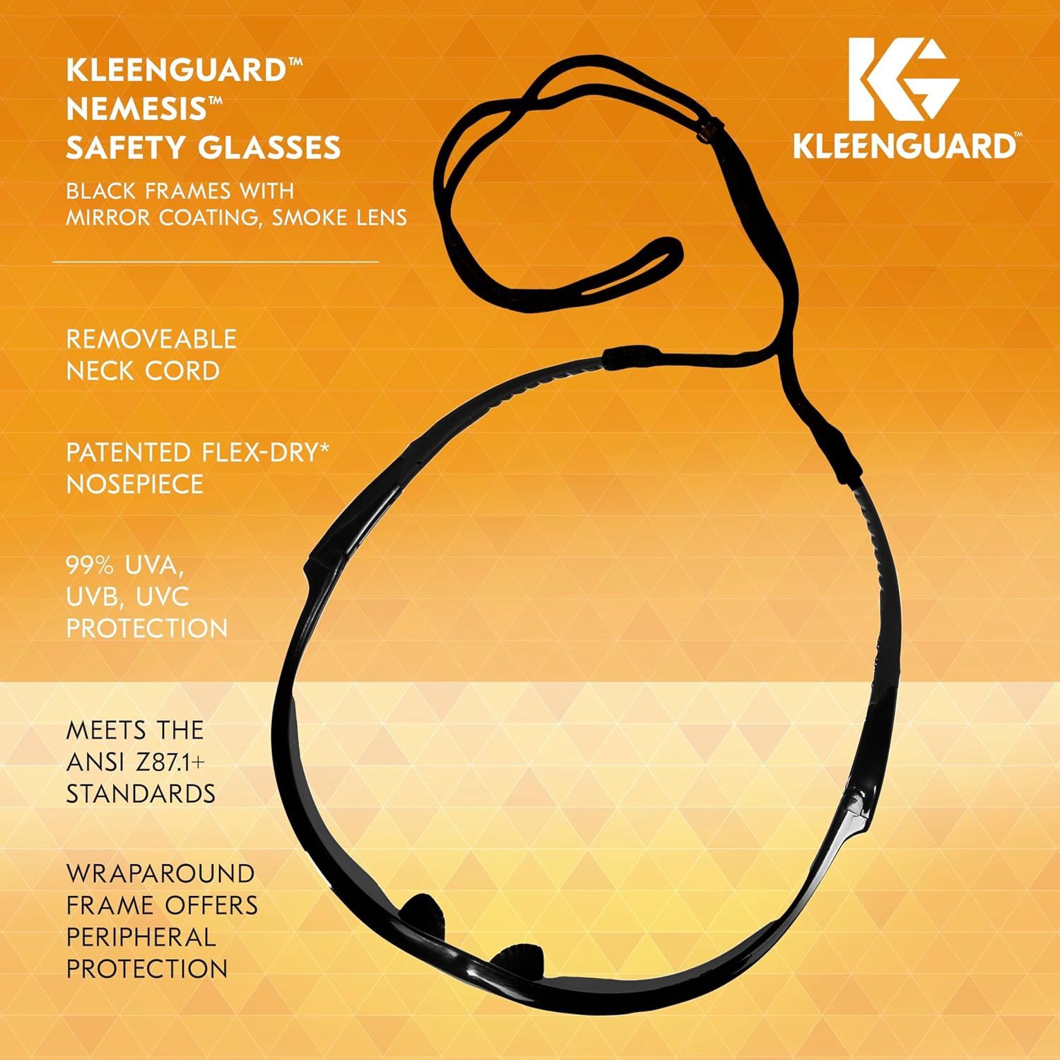 KleenGuard V30 Nemesis Safety Glasses w/ Mirror Coating, Smoke Lenses, Black Frame