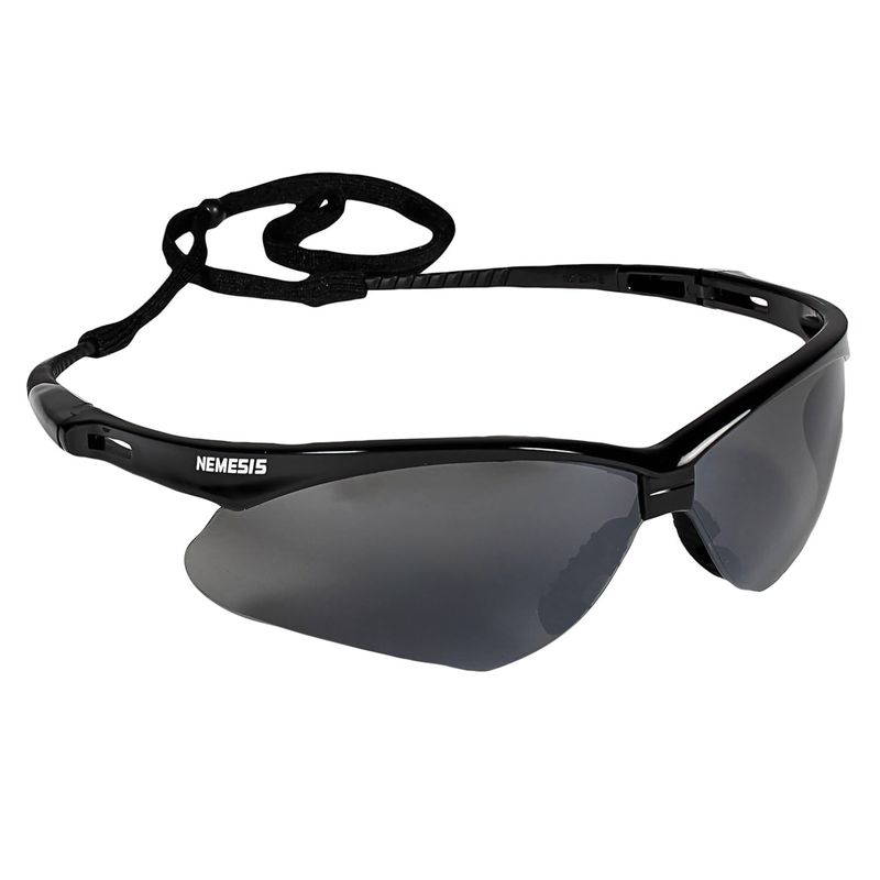 KleenGuard V30 Nemesis Safety Glasses w/ Mirror Coating, Smoke Lenses, Black Frame