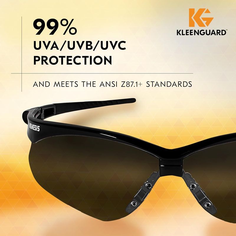 KleenGuard V30 Nemesis Safety Glasses w/ Mirror Coating, Black Frame