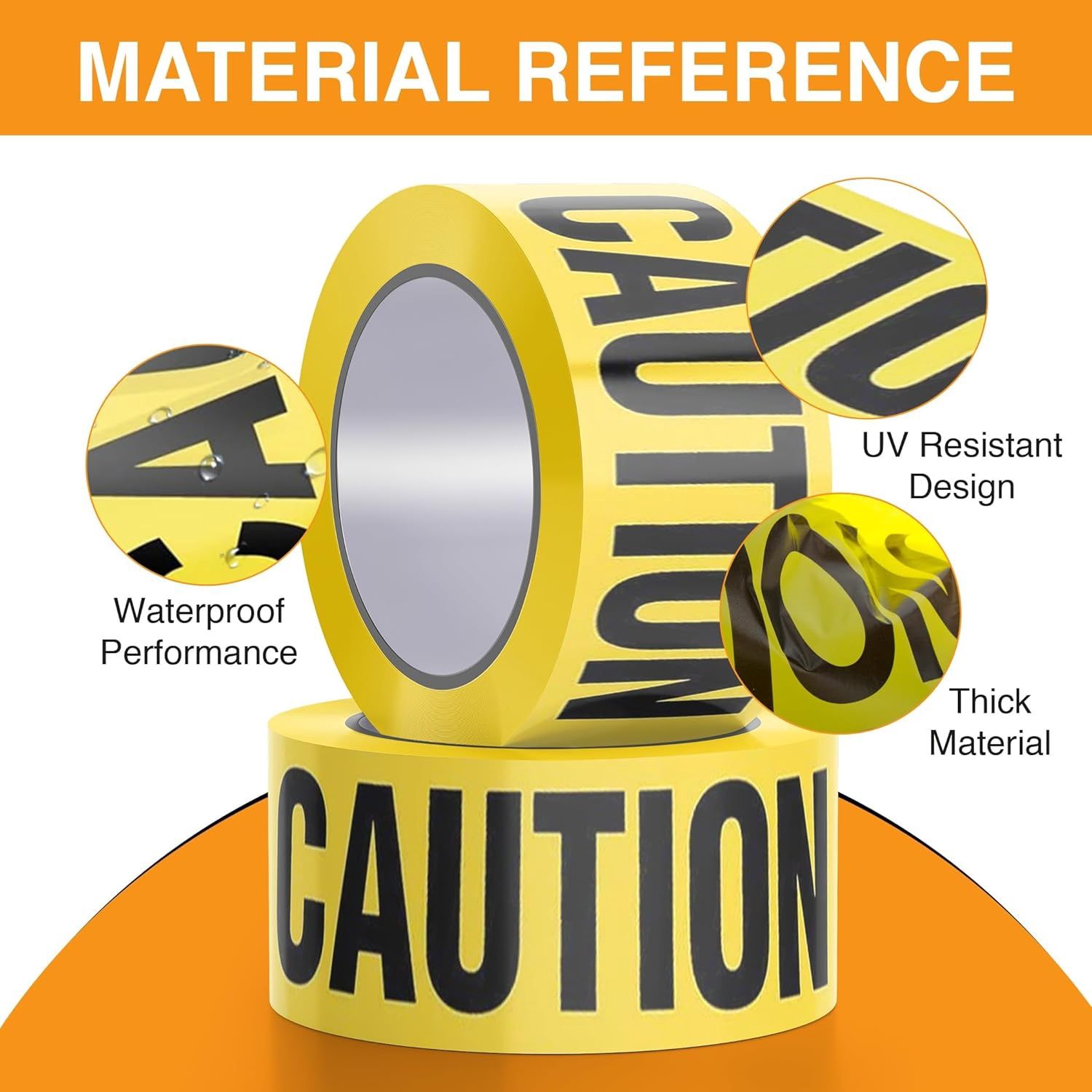 Tapewell Yellow Caution Tape Roll - 3 inch x 1000 feet