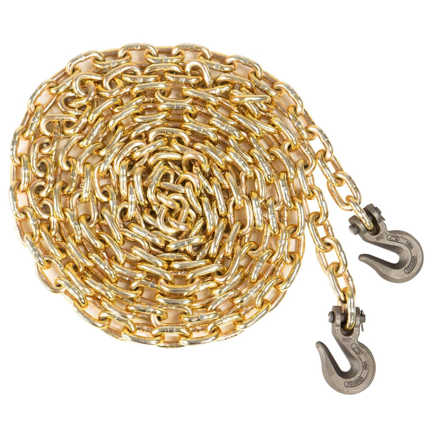 USCC 3/8" X 20' CM® Grade 70 Transport Chain With Clevis Grab Hooks | Made In USA