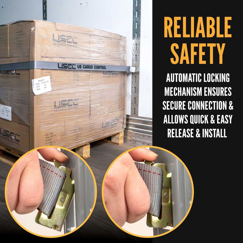 USCC 2" X 16' Gray E-Track Ratchet Strap | Standard 4' Fixed End