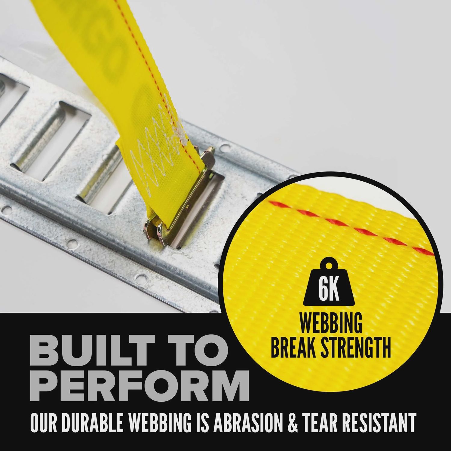 USCC 2" X 12' Yellow E-Track Ratchet Strap | 1' Fixed End