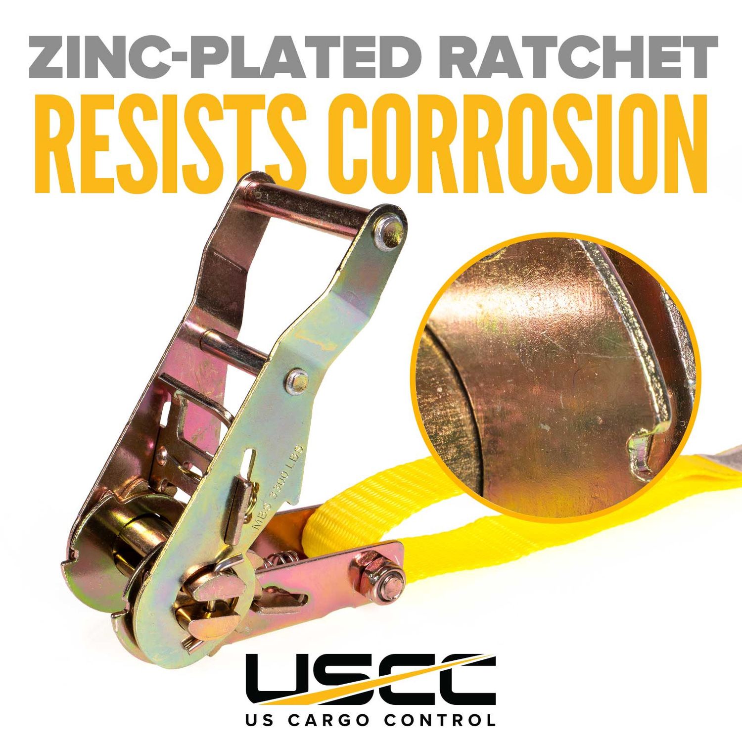 USCC 1" X 15' Ratchet Strap W/ S-Hook