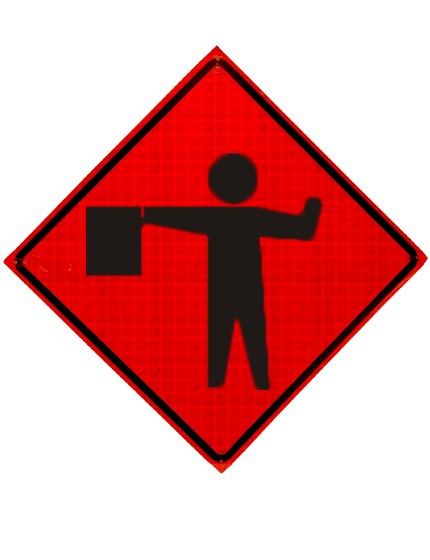 TrafFix Devices Flagger Ahead w/ Flag Reflective Sign 48x48