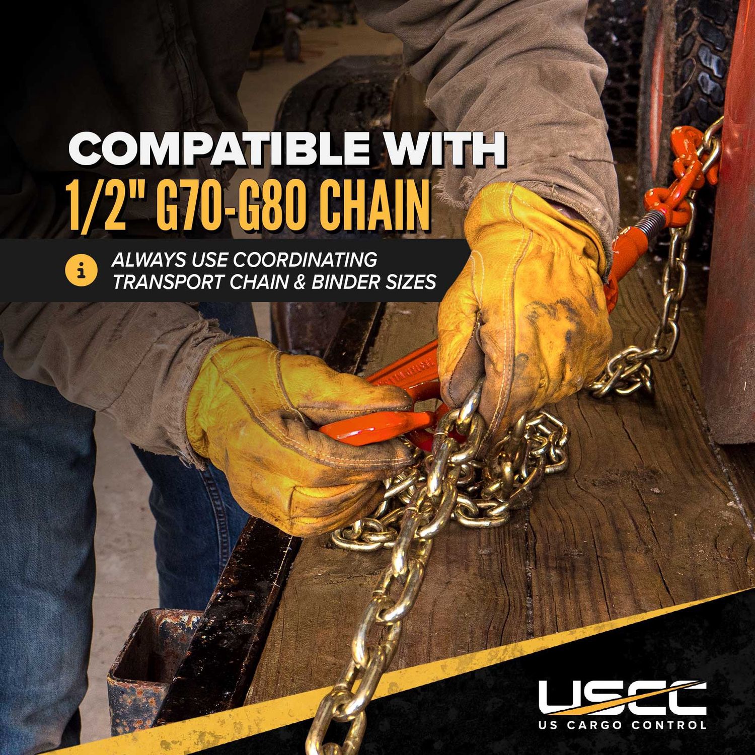 USCC Ratchet Binder - Made in USA, Size: 1/2"-5/8"