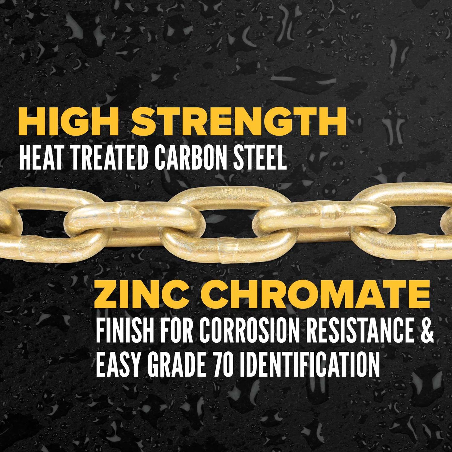 USCC 5/16" X 16' GRADE 70 TRANSPORT CHAIN WITH CLEVIS GRAB HOOKS