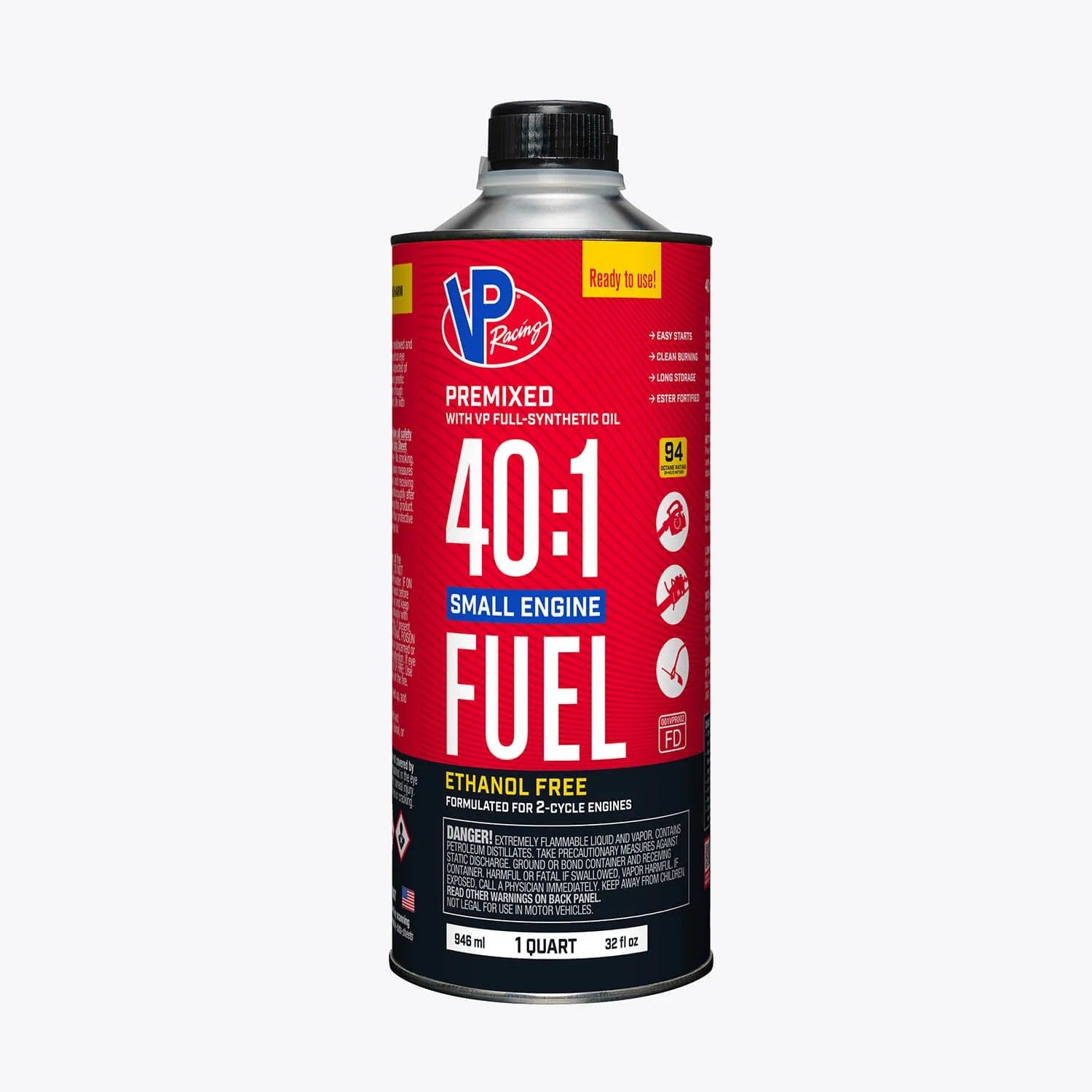 VP 40:1 Fuel Mix: Premixed Ethanol-Free, Qty: Quart