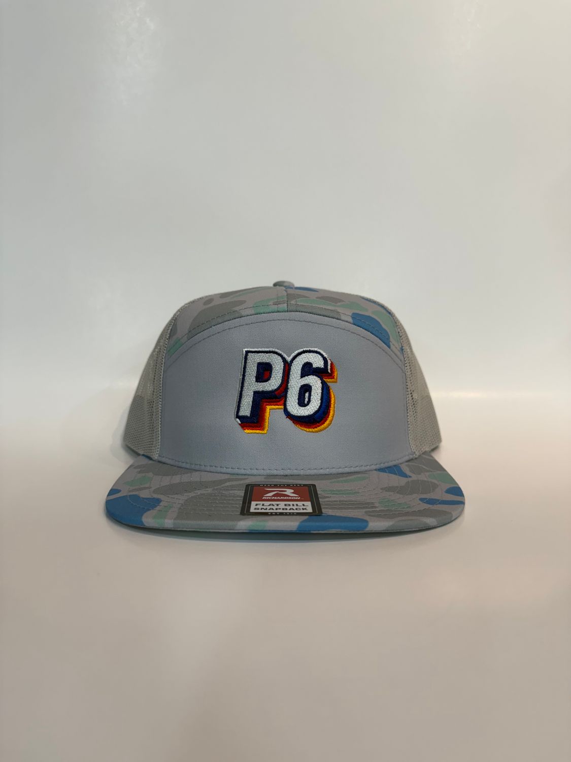 Richardson Seven-Panel Trucker Flat Bill Snapback Hat, Colour: Saltwater Duck
