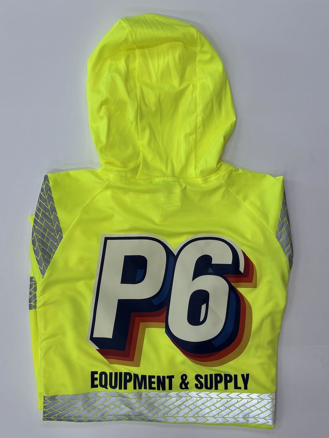 ANSI Class 3 Hooded Long Sleeve T-Shirt by CROWN- Safety Green Hi-Vis