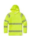 ANSI Class 3 Hooded Long Sleeve T-Shirt by CROWN- Safety Green Hi-Vis