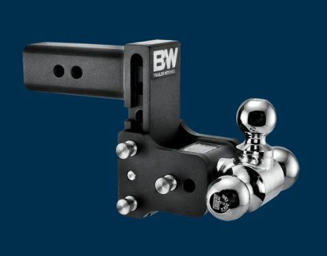 B&amp;W Tow &amp; Stow Trailer Hitches - Standard, 2.5" Shank, Ball configuration: 1 7/8"x2"x2 5/16" Tri-Ball, Color: Black, Drop: 5" Drop