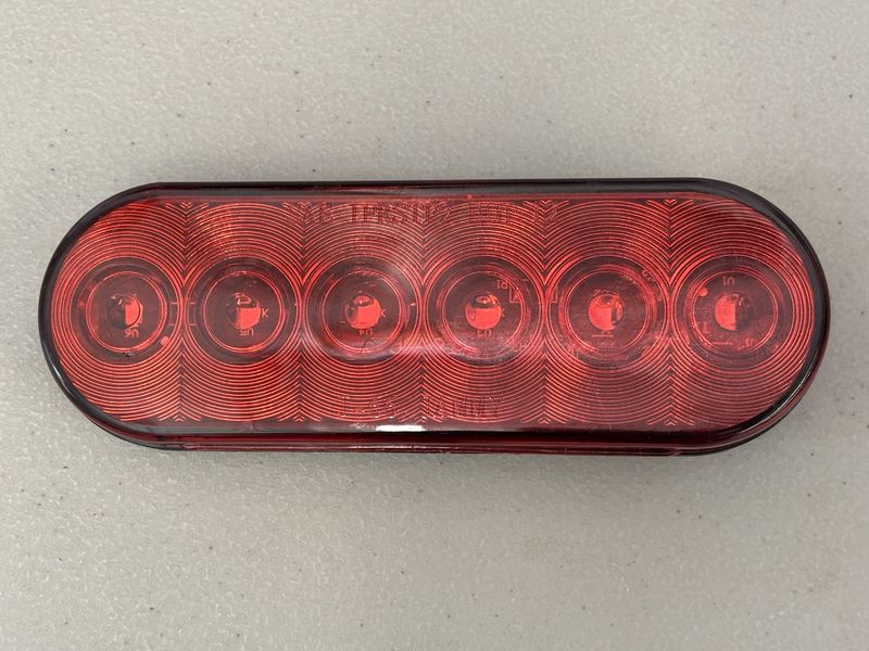 Red LED Stop Tail Turn Light 6" Oval, Grommet Mount