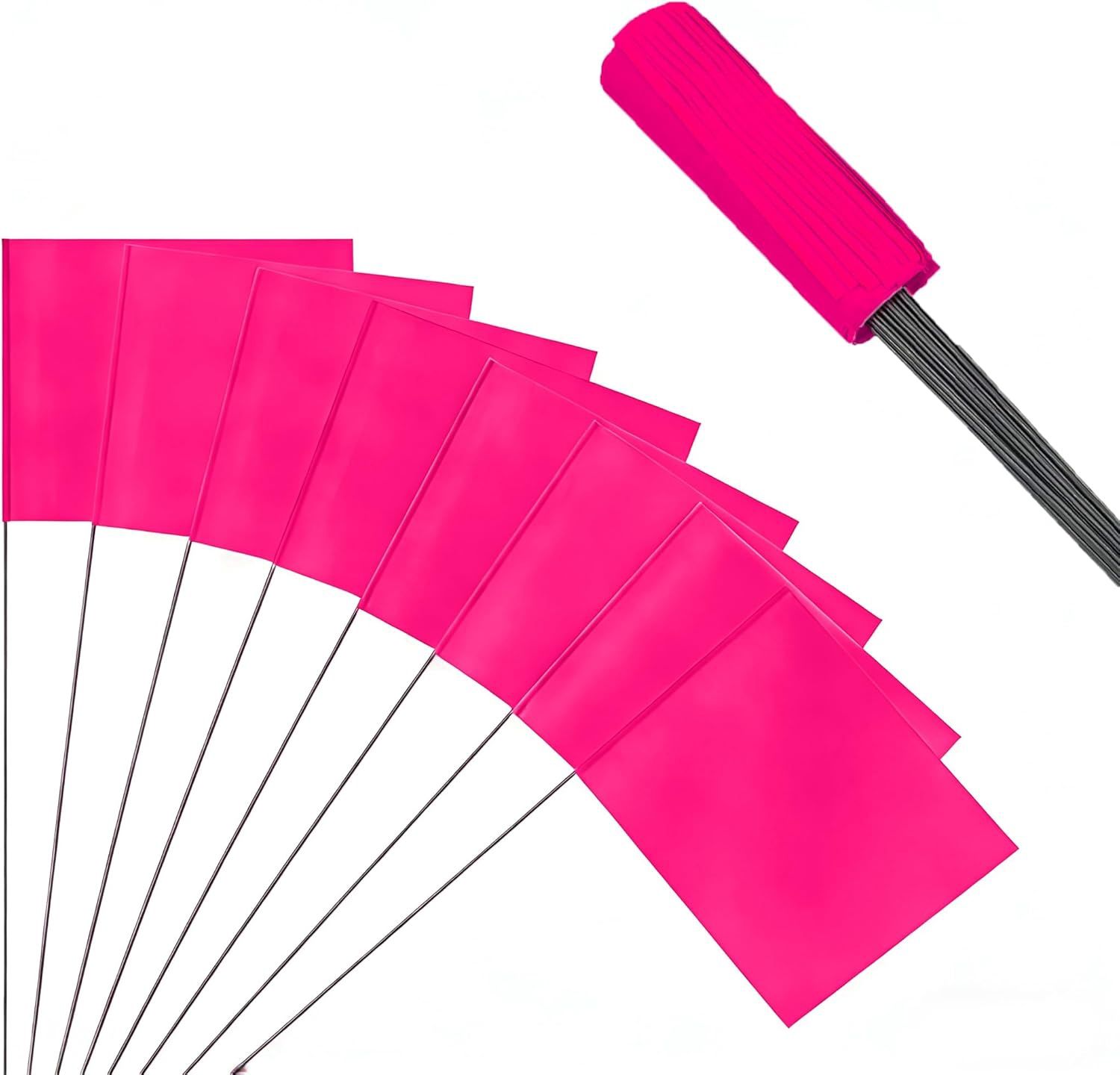 JIZHGRAD 50 Pack Fluorescent Pink Marking Flags