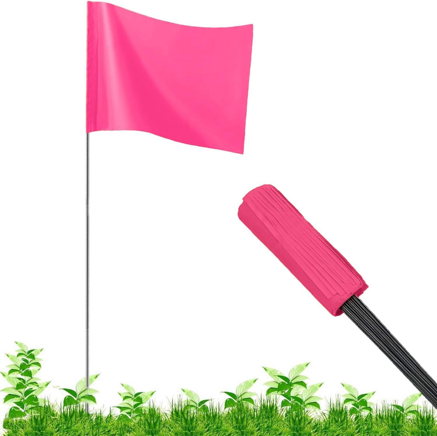 JIZHGRAD 100 Pack Fluorescent  Marking Flags, Color: Fluorescent Pink