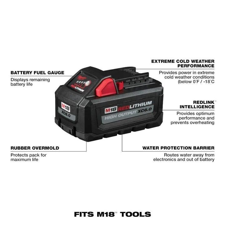 Milwaukee M18™ REDLITHIUM™ HIGH OUTPUT™ XC6.0 Battery 2-Pack