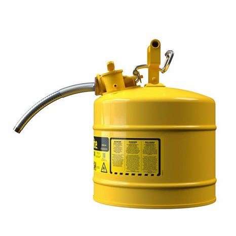 Justrite 5 Gallon Steel Safety Can Diesel, Type II, AccuFlow™, 1" Metal Hose, Yellow