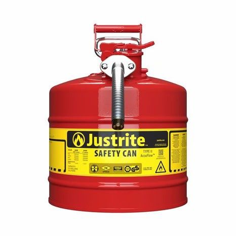 Justrite Type II Steel Safety Can,  AccuFlow™, Red