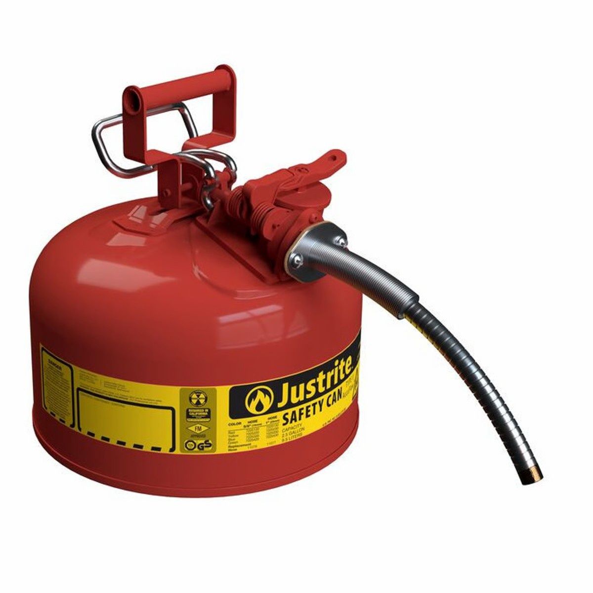 Justrite Type II Steel Safety Can,  AccuFlow™, Red
