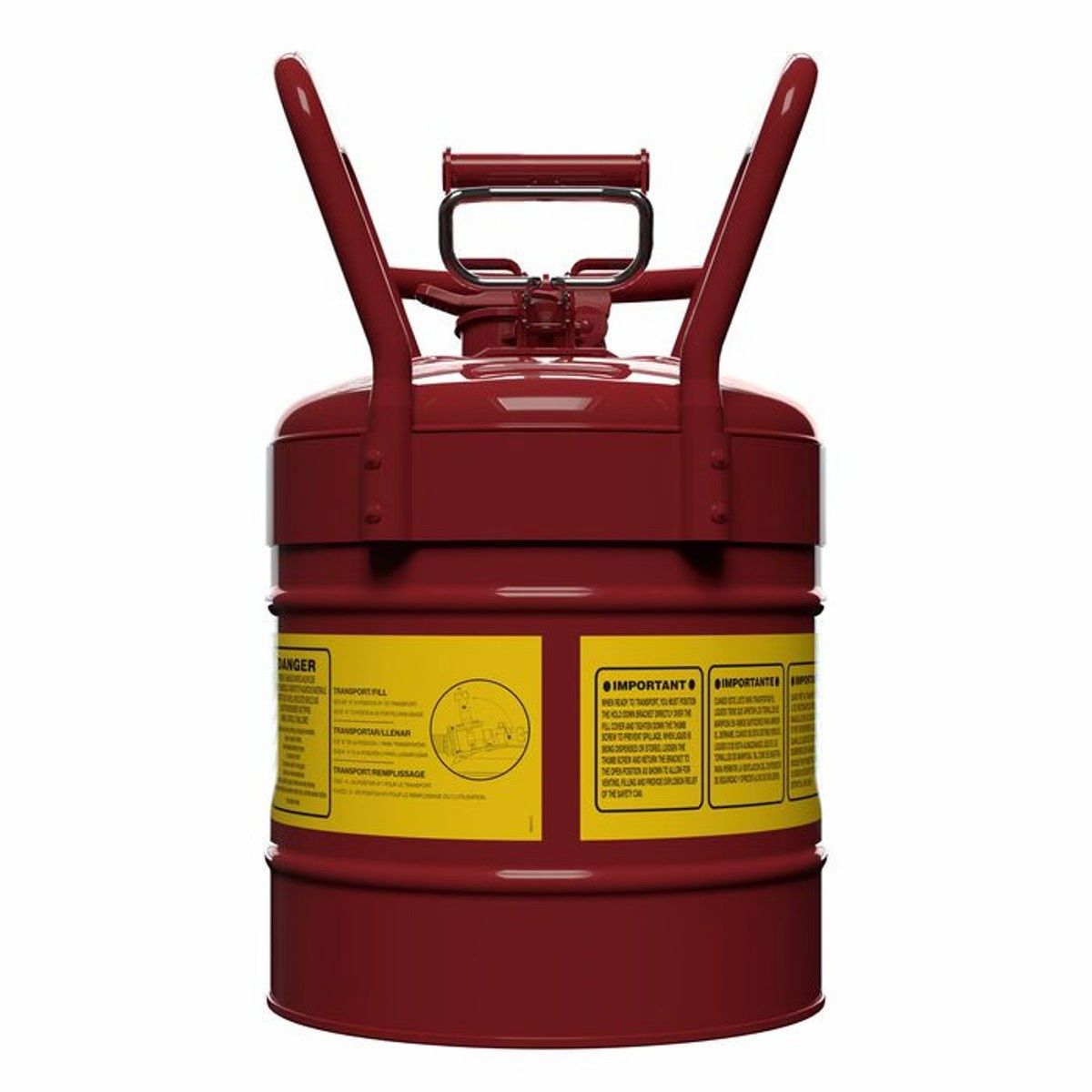 Justrite DOT Transport Steel Safety Can, 5/8" Hose, Type II, Accuflow™, Red