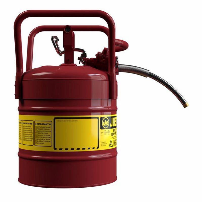 Justrite DOT Transport Steel Safety Can, 5/8" Hose, Type II, Accuflow™, Red