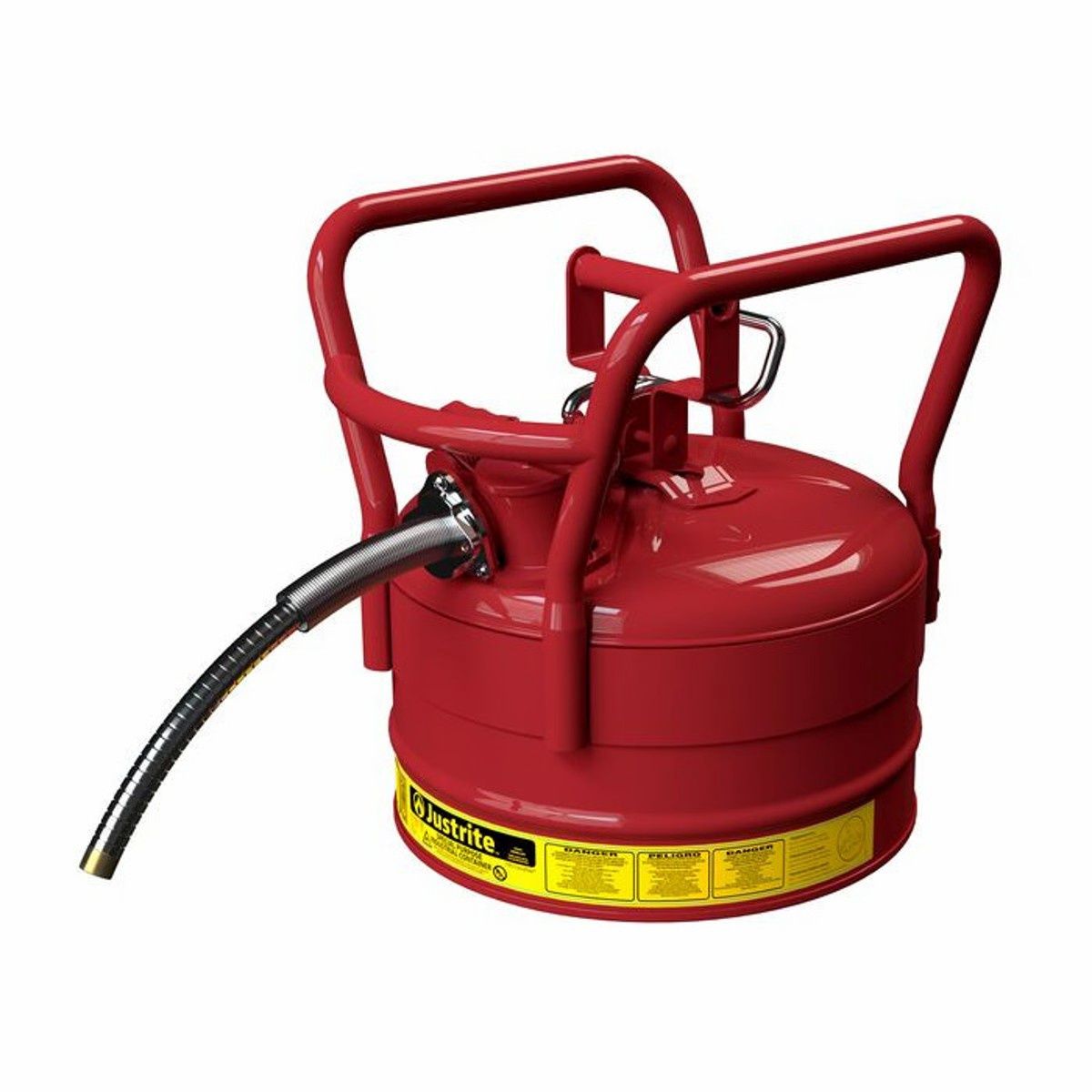Justrite DOT Transport Steel Safety Can, 5/8" Hose, Type II, Accuflow™, Red