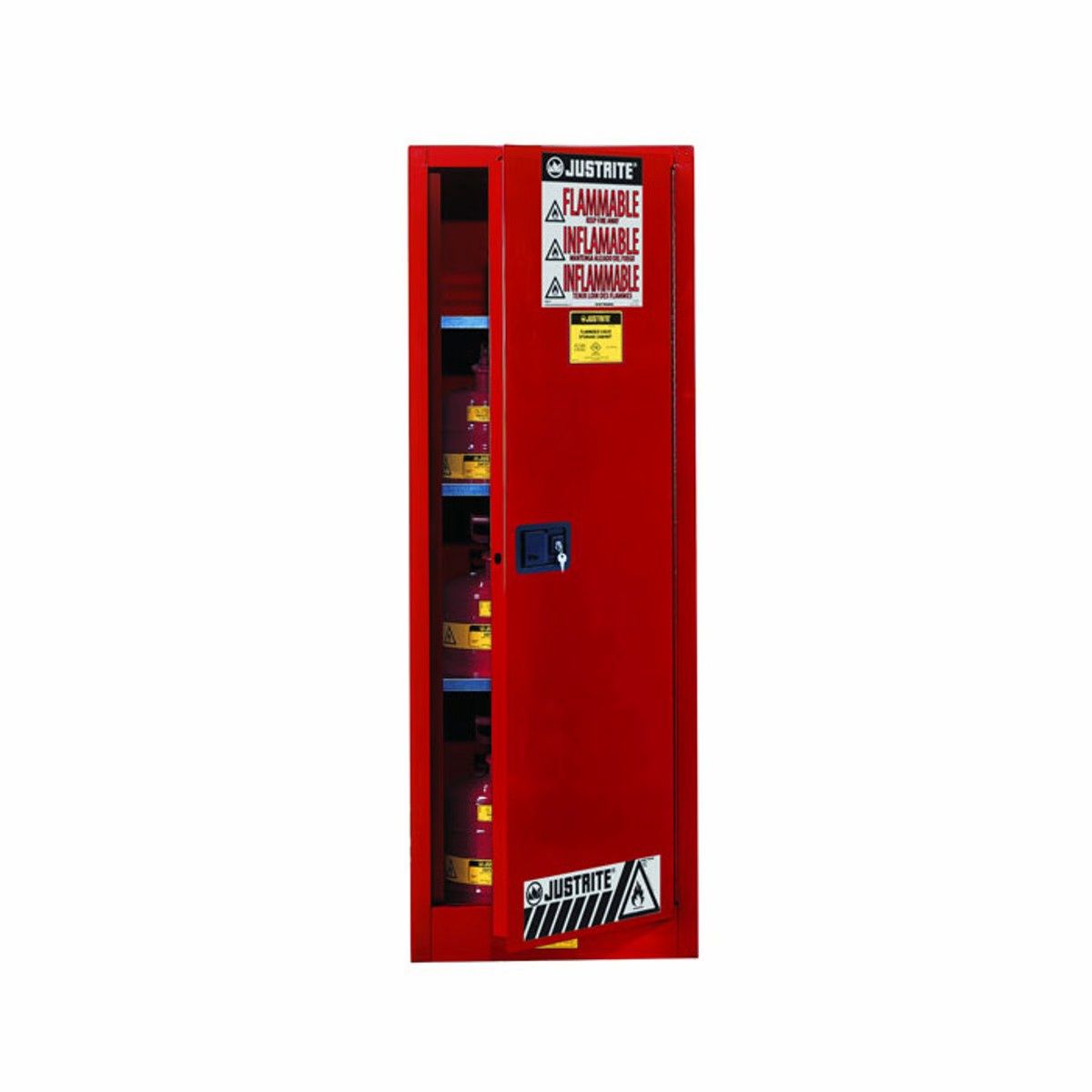 Justrite 22 Gal, Flammable Cabinet, Sure-Grip® EX Slimline, Self Close Door, Red