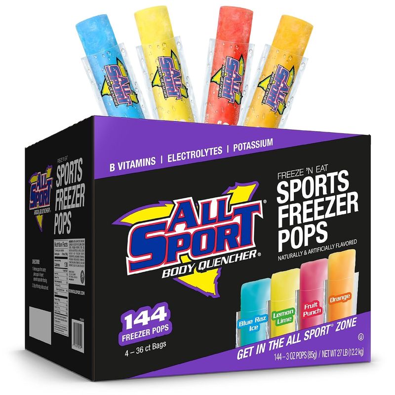 All Sport Freezer Pops, Electroyltes, Giant Sized 3oz- Individual
