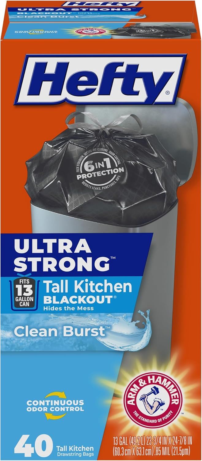 Hefty Ultra Strong 13 Gallon Trash Bags, Black