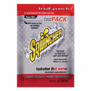 Sqwincher Fast Pack® Drink Mix, Fruit Punch, 0.6 fl oz, Pack, Yields 6 oz